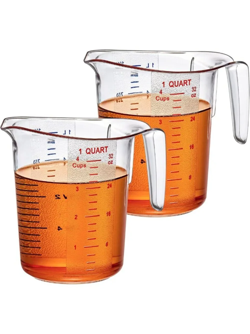 32-Ounce Plastic Measuring Pitcher Set - Unbreakable, Stackable, Dishwasher-Safe